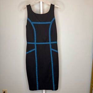 Nicole Black Dress with Blue Accents